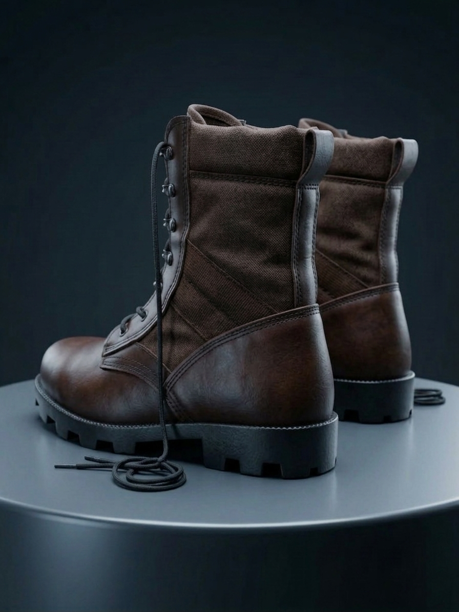 Botte Militaire Marron — Cuir & Toile