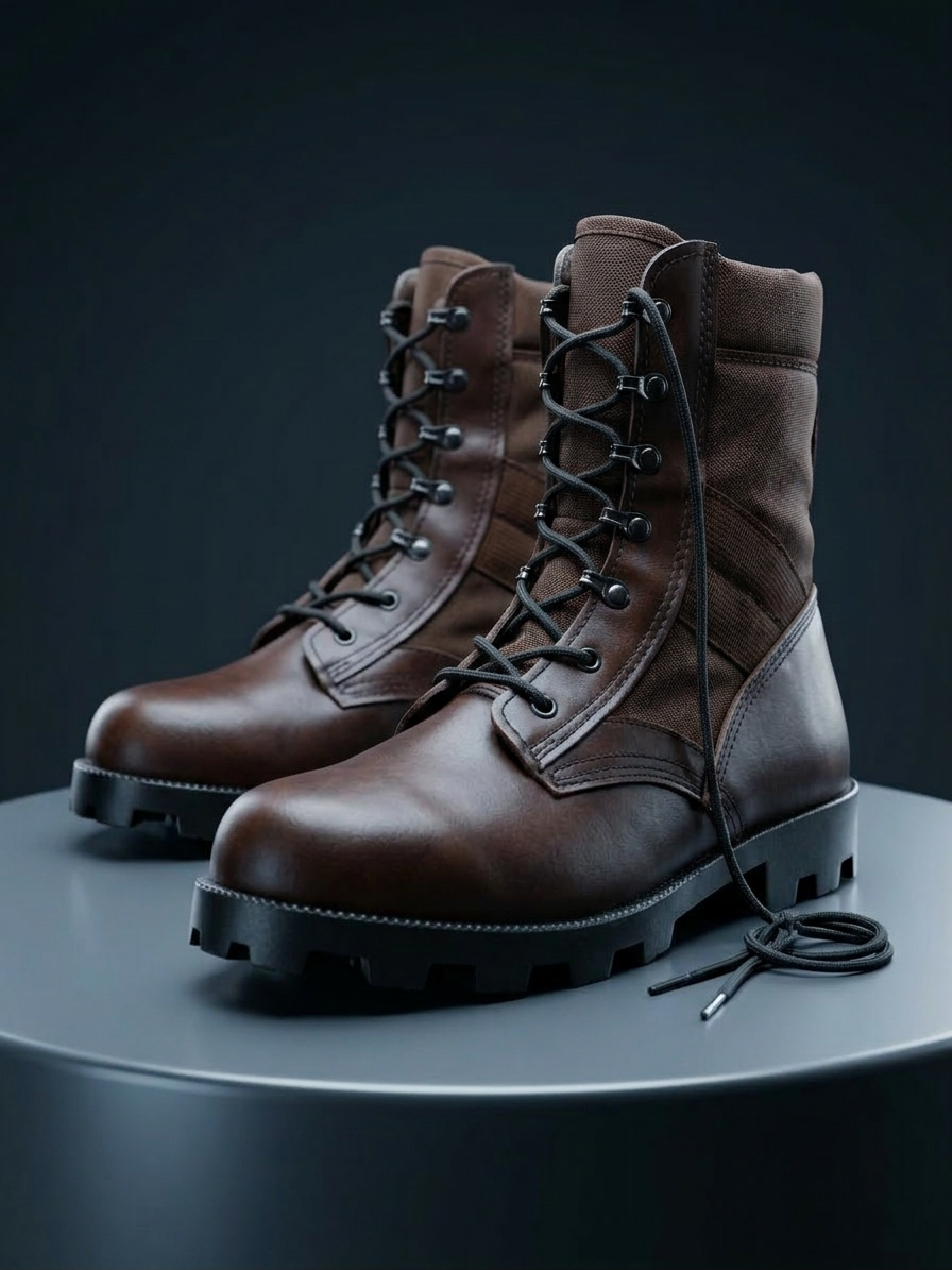 Botte Militaire Marron — Cuir & Toile